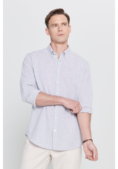 AC&Co / Altınyıldız Classics Erkek Grı Comfort Fit Rahat Kesim Düğmeli Yaka Casual Keten Gömlek Gri AC&Co / Altınyıldız Classics Erkek Grı Comfort Fit Rahat Kesim Düğmeli Yaka Casual Keten Gömlek Gri