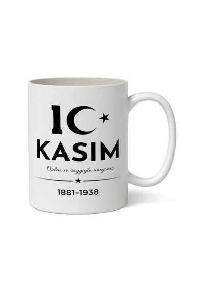 10 Kasım Mustafa Kemal Atatürk Tasarımlı Kupa Bardak Baskılı Kahve Kupa Bardak Model 4