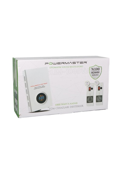 Powermaster Slım-1000 Otomatik 1000 Watt Voltaj Kombi Regülatörü Beyaz