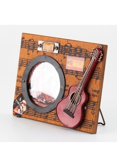 Dekoratif Metal Çerçeve Gitar Dekorlu