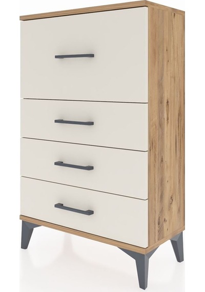 Arges Komodin 4 Çekmeceli 60x30x96 Çam-aytaşı Atlas Çam