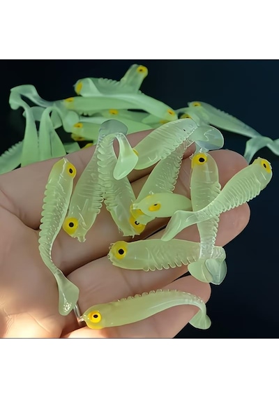 Valkyrie 20 Adet Fosforlu Silikon Balık Yemi 5cm Gece Parlayan Glow Yapay Yem Soft Lure
