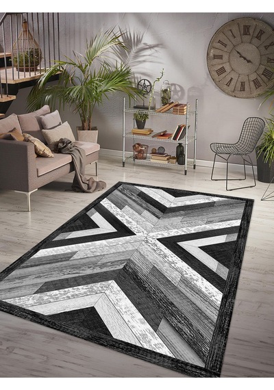 Dijital Baskılı Yıkanabilir Kaymaz Taban Salon Ve Oturma Odası Halısı 6157h 001