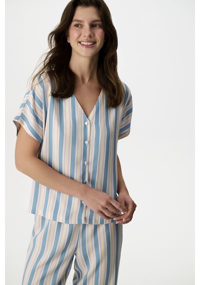 Penti Mavi Ella Çizgili Pantolon Pijama Takımı