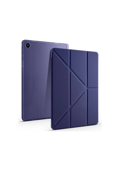 Mobilteam Galaxy Tab A9 Kılıf Uyumlu Tri Folding Kalem Bölmeli Standlı Kılıf-mavi Tablet Kılıfı