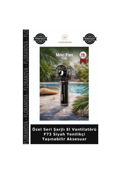 Özel Seri Şarjlı El Vantilatörü F73 Siyah Yenilikçi Taşınabilir Aksesuar