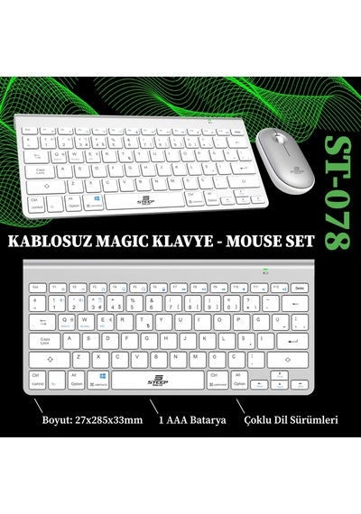 Steep Solid ST-078 2.4 Ghz Wi-fi Klavye - Optik Mouse Set