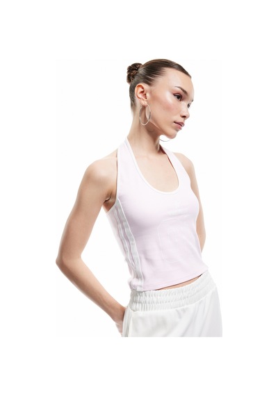 Koton Pamuklu Kolsuz Biyeli Slim Fit Pamuklu Halter Yaka Bluz Pembe 5sal30276ık Gül