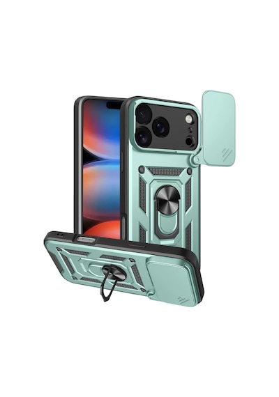 Apple, Uyumlu iPhone 17 Pro Pars Lens Yüzüklü Silikon Yeşil