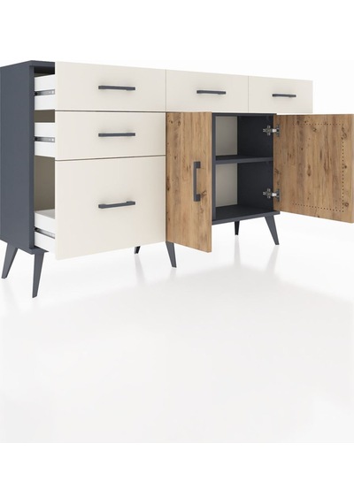 Arges Konsol 2 Raflı 5 Çekmeceli 2 Kapaklı 132x30x83 Antrasit-çam/aytaşı Çam/aytaşı Arges Konsol 2 Raflı 5 Çekmeceli 2 Kapaklı 132x30x83 Antrasit-çam/aytaşı Çam/aytaşı