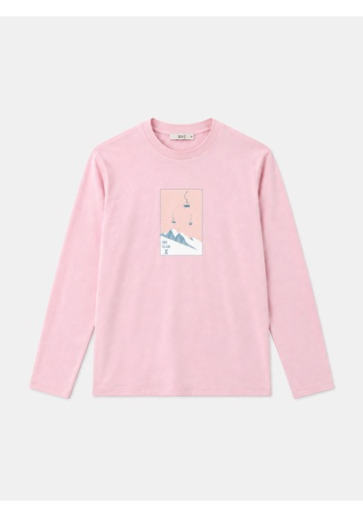 Xint Pembe Regular Fit Bisiklet Yaka Pamuk Uzun Kol Tişört 502174