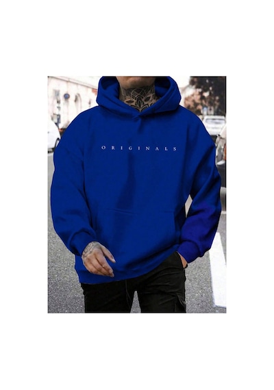 Medinenur Originals Baskılı Kapüşonlu Sweatshirt Mavi