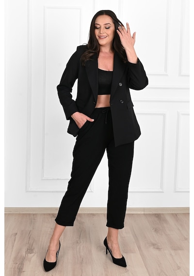 Kadın Astarlı Büyük Beden Blazer Ceket 0101-1 001