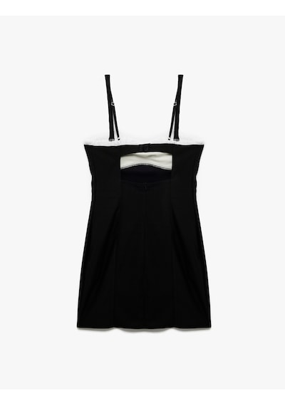 Koton Kalp Yaka Kolsuz Fiyonklu Slim Fit Bodycon Mini Elbise Siyah 6wal80017ıw Siyah