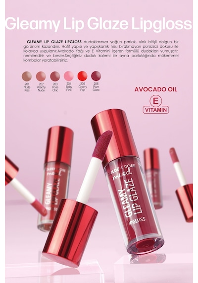 Mood Gleamy Lip Glaze Dudak Parlatıcısı No:204 Baby Pink Pembe