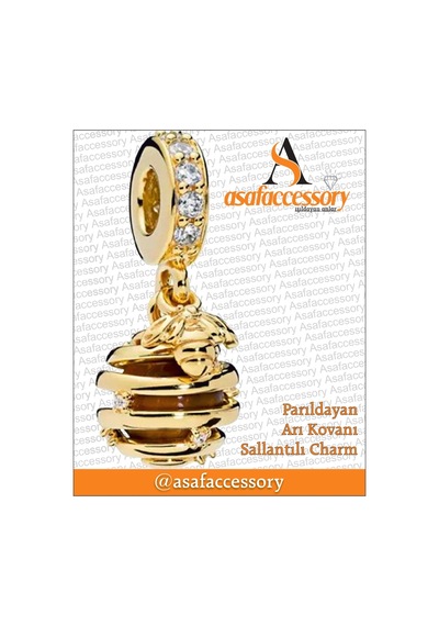 Parıldayan Arı Kovanı Sallantılı Charm Asafaccessory Sarı