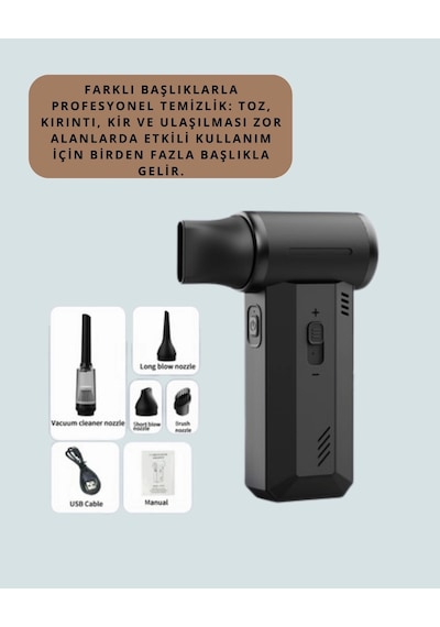 Taşınabilir Şarjlı Güçlü Hava Üfleme Aleti Çok Yönlü Kullanım