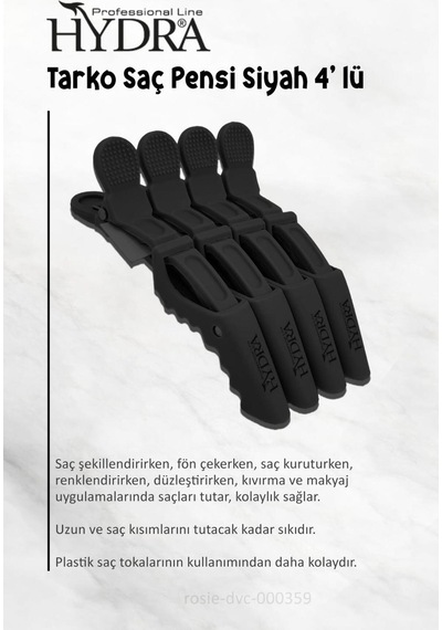 2 Adet Tarko Hydra 2192 Saç Pensi 4 Lü Siyah Ve Rosıe Siyah