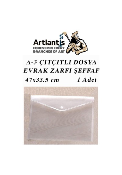 A3 Çıtçıtlı Dosya Şeffaf 1 Adet A-3 Çıtçıtlı Zarf Dosya Transparan 47x33.5 cm Büyük Boy Çıtçıtlı Dosya