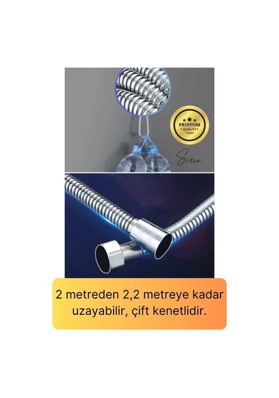 Lüks Paslanmaz Krom Kırılmaz Çatlamaz Tüm Duş Sistemleriyle Uyumlu Uzayan Spiral Hortum Örgü 2,2 Mt Çok Renkli