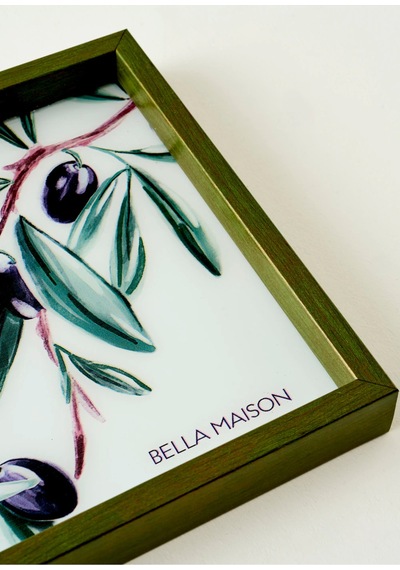 Bella Maison Olive Dekoratif Cam Tepsi Yeşil 22x37 Cm