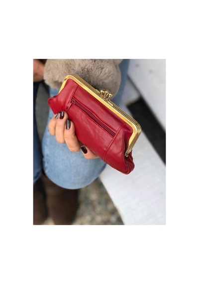 Erzeno Hakiki Deri Kırmızı Klipsli Cüzdan Kırmızı - 83733226 Kırmızı