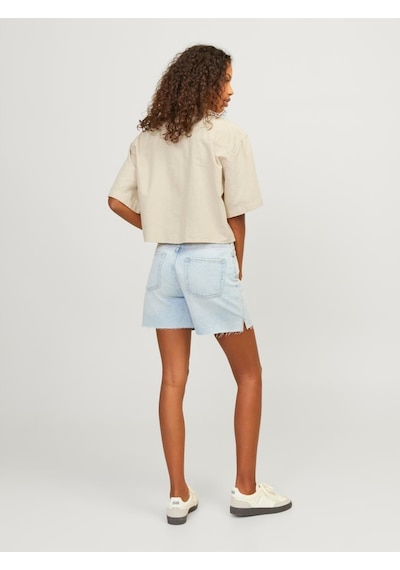 Jjxx Jxlulu Ss Cropped Lınen Blend Shırt Wvn Kadın Bej Kk Gömlek - 12231335