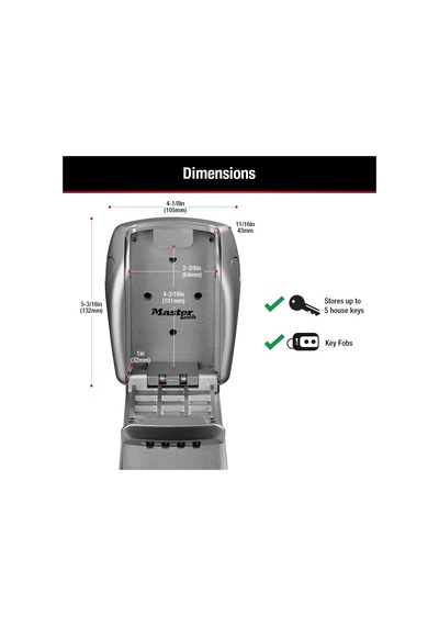 Master Lock Ağır Hizmet Tipi Duvara Monte Anahtar Kutusu, Dış Mek