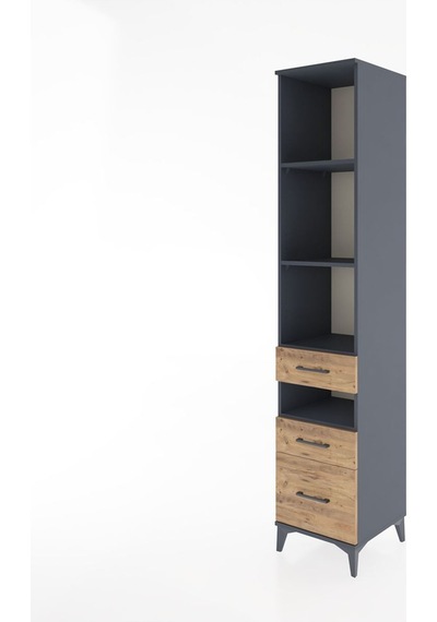 Hyperion Dolap 4 Raflı 3 Çekmeceli 44x44x221 Antrasit-çam Antrasit