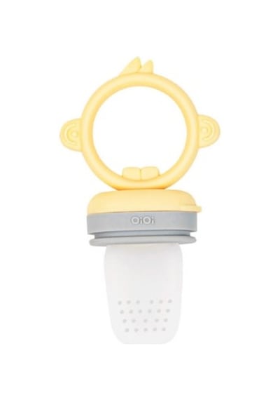 Oioi Meyve ve Sebze Alıştırıcı Püre Emziği - Mellow Yellow / Powder Grey Sarı