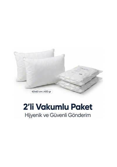 Puffyform Premium 2 Li Kırlent İç Yastığı 40x60 Cm 400 Gr Boncuk Silikon Dolgulu Çökme Yapmaz Yıkanabilir Beyaz
