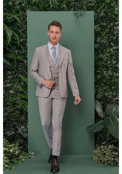 Efor Tk 871 Slim Fit Gri Klasik Takım Elbise Gri