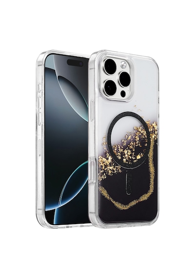 Onegif Apple iPhone Uyumlu 16 Pro Max Lotus Simli Magsafe Kapak - Siyah Kod: 0614