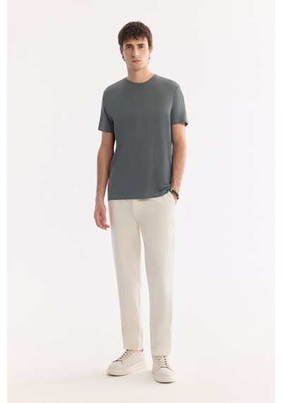 Avva Erkek Haki Bisiklet Yaka Bi-stretch Soft Touch Basic Regular Fit T-shirt B001031