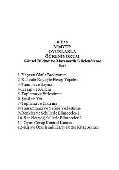 Önel Yayıncılık MiniYUP 6+ Yaş Dikkat ve Matematik Güçlendirme Seti + Kişiye Özel İsimli Harry Potter Kitap Ayracı
