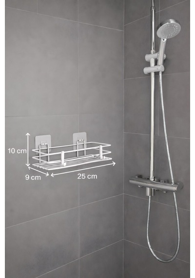 Sas Haus Tek Katlı Duş Rafı Kancalı Banyo Şampuanlık & Organizer 2 Adet Beyaz Tş-01 beyaz