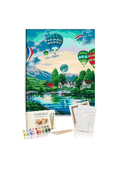 Sayılarla Boyama Seti 40 X 50 Cm Tuval Şasesine Gerili Uçan Balonlar