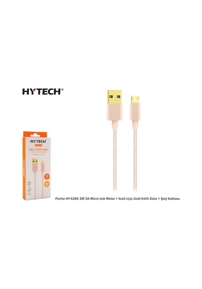 Hytech Portta Hy-X240 1M 3A Micro Usb Kılıflı Gold Data + Şarj K