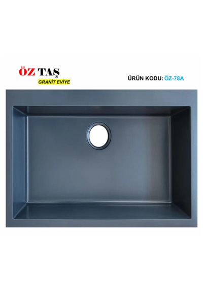 Öztaş ÖZ-78a Granit Mutfak Eviye Antrasit Tek Gözlü 50 x 78 CM