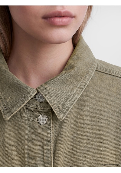Lcw Vision Yeşil Gömlek Yaka Oversize Kadın Jean Ceket