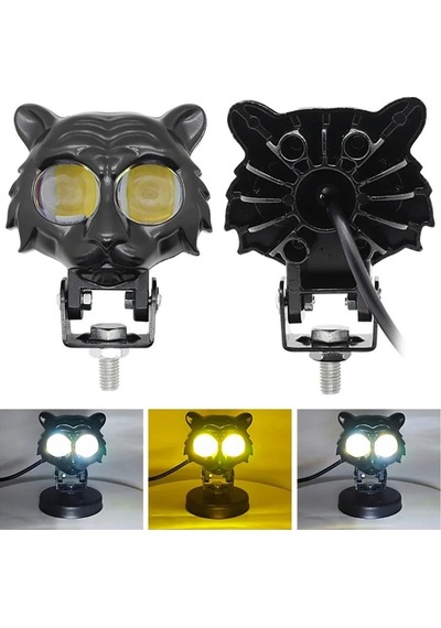 Beyaz Sarı Çakarlı Led Kedi Off Road, Motosiklet Sis Farı Çalışma Lambası 12-24v 20w