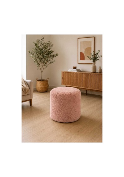Pufly Peluş Çok Amaçlı Dekoratif Puf Koltuk Dekoratif Puf Gülkurusu Silindir Puf Pembe