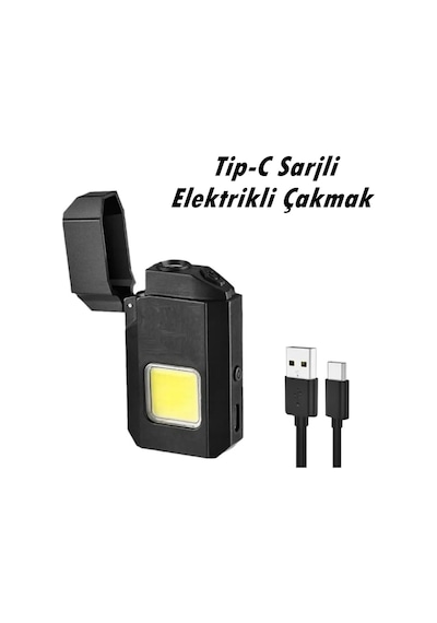 Type-c Şarjlı Elektrikli Çakmak Cep Işığı Su Geçirmez Cob Led Ps-m8 Çok Renkli
