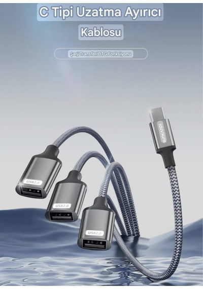 Sunkandı Type-c To Usb Çoğaltıcı 3x Usb 2.0 Çoklayıcı Hasır Örgülü Sağlam Kablo Ce Lisanslı