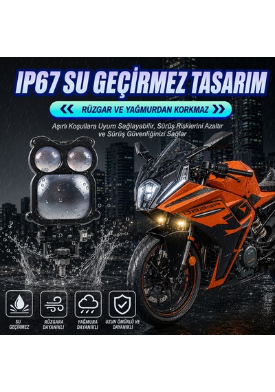 Şeytan Göz Tasarım 2 Adet Led Araç/motor Işığı: Çift Renk Beyaz&sarı Güçlü Evrensel Sis Farı