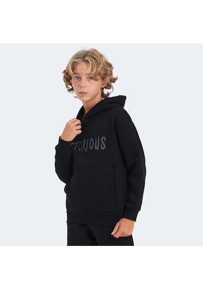 Slazenger  LEXUS Çocuk Kapüşonlu Cepli Siyah Sweatshirt