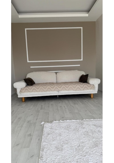 Diletto Bohem Ponponlu Dalgalı Oturma Yerini Kapatan Koltuk Örtüsü Vizon 90 X 200 Vizon
