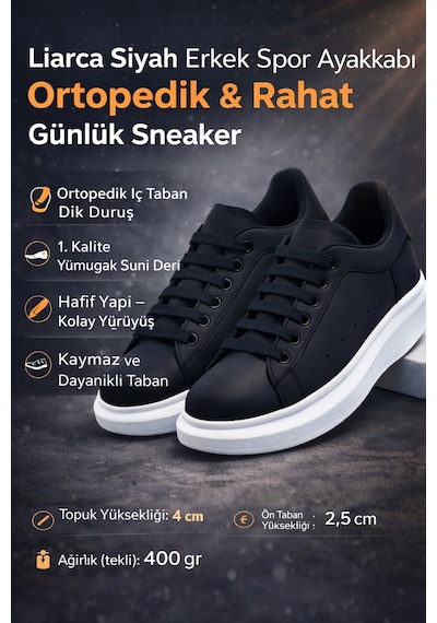 Santa Monica Siyah Spor Ayakkabı Hafif, Nefes Alabilen Günl... Siyah - Siyah