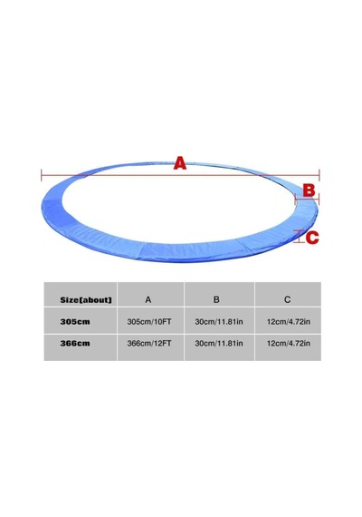 File Korumalı Büyük Boy Trambolin 366 Cm Trambolin Bahçe Tipi Trampolin 12 Ft