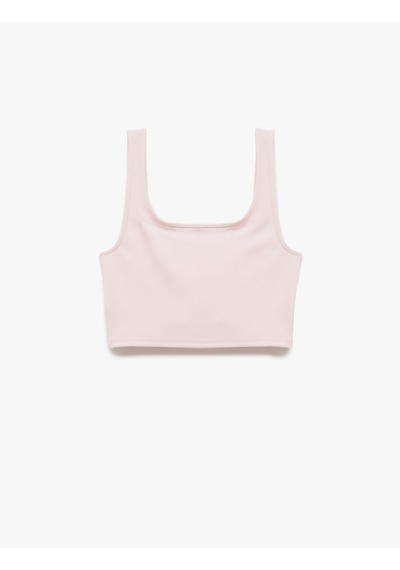 Koton Kare Yaka Korse Detaylı Kolsuz Slim Fit Crop Bluz Pembe 5sal30311ık Gül